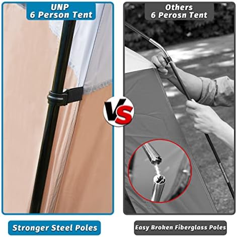 UNP 6 Person Tents for Camping Waterproof Family Cabin Tent with Rainfly