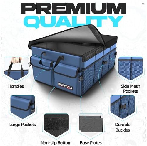 FORTEM Trunk Organizer - Foldable Car Organizer & Storage for SUVs & Trucks