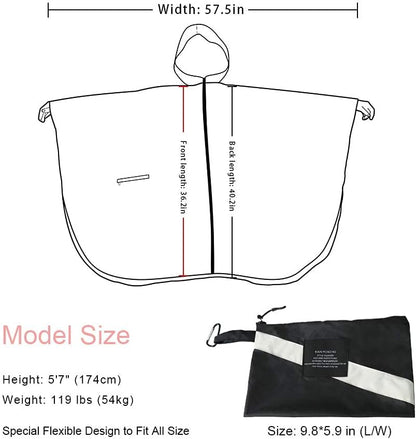 Rain Poncho Jacket Coat Hooded Zipper Style for Women/Men/Adult with Pocket