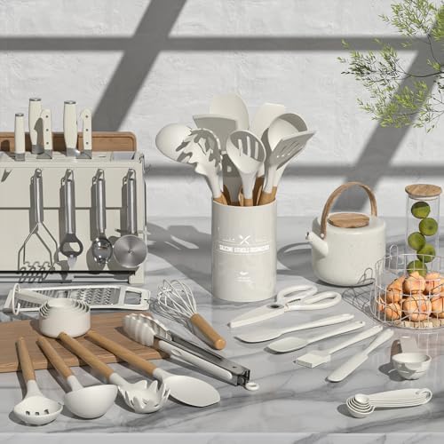 Umite Chef Food Grade Thickened Silicone (Stainless Steel Core) Kitchen Gadgets Tools Set - Kitchen Cooking Utensils Set, Heat Resistant Kitchen Spatula Tools Set