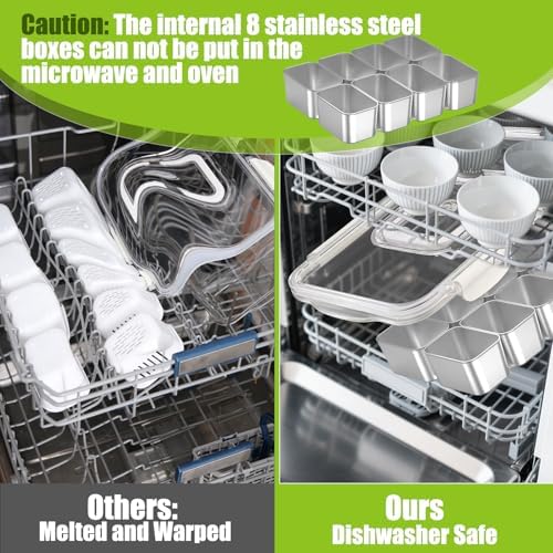 Snackle Box Container Stainless Steel - 8 Compartment Divided Serving Tray