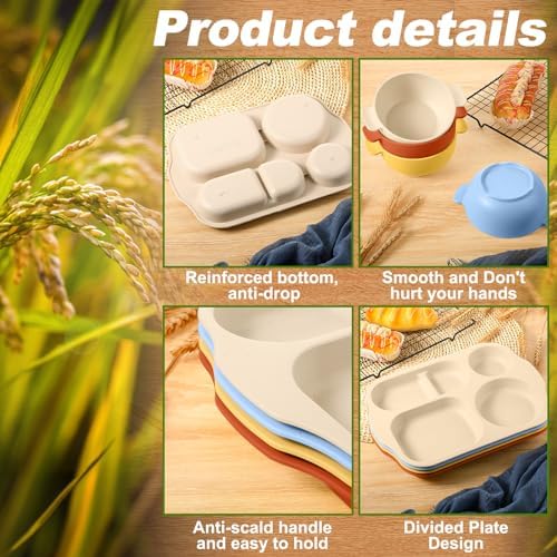 Honoson 24pcs Wheat Straw Dinnerware, Unbreakable, Mixed Color