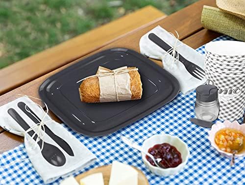 Tribello Camping Picnic Dishes Set with Case, 32 Plastic Reusable Cutlery - BPA Free, Microwave / Dishwasher Safe