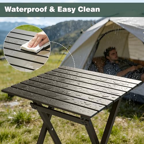 SUNNYFEEL Folding Camping Table - Lightweight Aluminum Portable Picnic Table for Cooking, Beach, Hiking, Travel, Fishing, BBQ, Indoor Outdoor Small Foldable Camp Tables