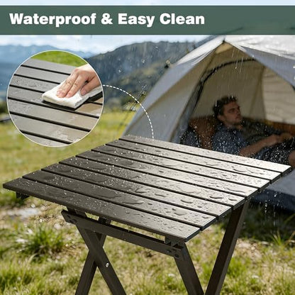 SUNNYFEEL Folding Camping Table - Lightweight Aluminum Portable Picnic Table for Cooking, Beach, Hiking, Travel, Fishing, BBQ, Indoor Outdoor Small Foldable Camp Tables