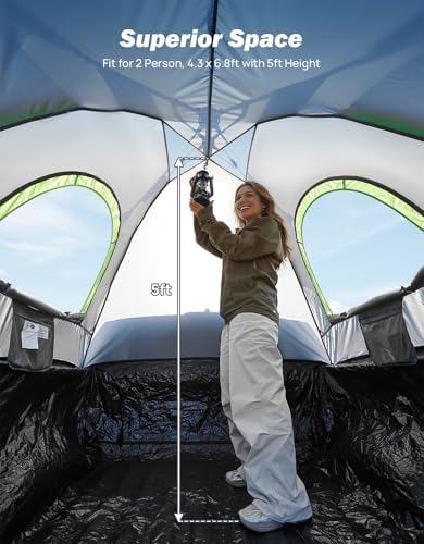 JOYTUTUS Semi-Automatic Truck Bed Tent with Awning, Easy Set-up with Pre-Assembled Design, 2 Person Portable Truck Camping Tent with Rainfly for 5.0FT-6.5FT Pickup Truck Bed, Waterproof PU2000mm