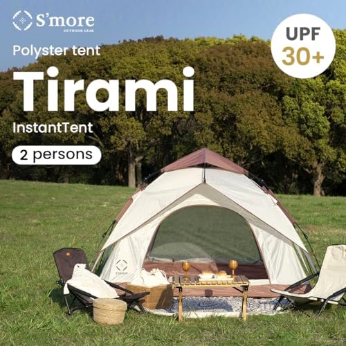 S'more Tirami Instant Setup Camping Tent, Dome Tent Included Rainfly Blocks Wind & Rain, Lightweight and Easy Set Up Outdoor Tent, 1/2 Person Quick Pop Up Tent Great for Hiking, Backing