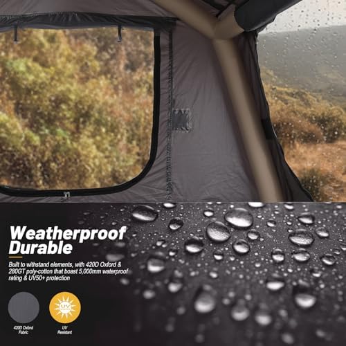 Inflatable Rooftop Tent, 2-3 Person Car Roof Tent for SUV Truck