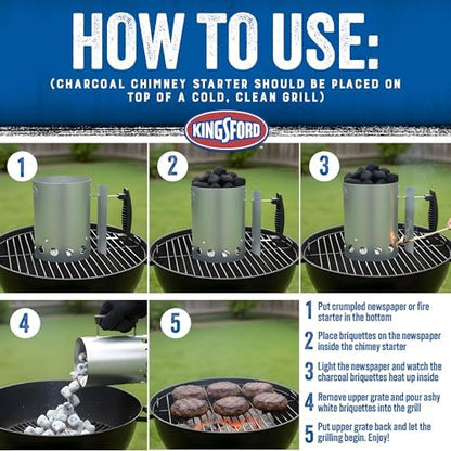 Kingsford Compact Charcoal Chimney Starter for Grills and BBQs