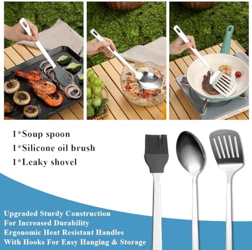 Kyraton Camping Cooking Set 15 Pack, Camping Cookware, Camping Supplies, Portable Camping Kitchen Utensil Set, Ldeal for Backpacking, Barbecuing, Camping and Hiking Trips.