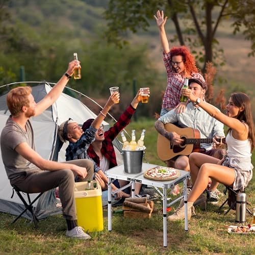 Folding Camp Table Small, 24"Lx 16"W Adjustable Height Small Folding Table