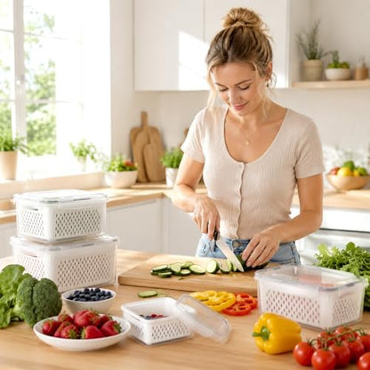5 Pack Fruit Storage Containers for Fridge Berry Containers for Fridge