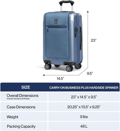 Travelpro Platinum Elite Hardside Expandable Carry on Luggage, 8 Wheel Spinner, TSA Lock, Hard Shell Polycarbonate Suitcase, Vintage Grey, Carry on Laptop Pocket 21-Inch