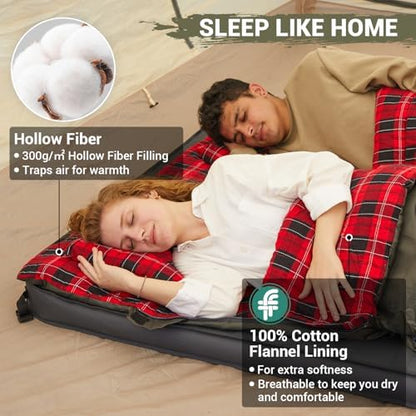 KingCamp Double Sleeping Bag for Adults, Queen Size 2 Person Sleeping Bag