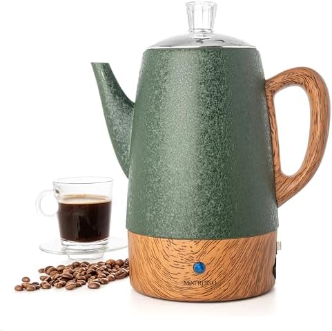 Mixpresso 10 Cup Shiny Green Electric Percolator Coffee Pot Stainless Steel