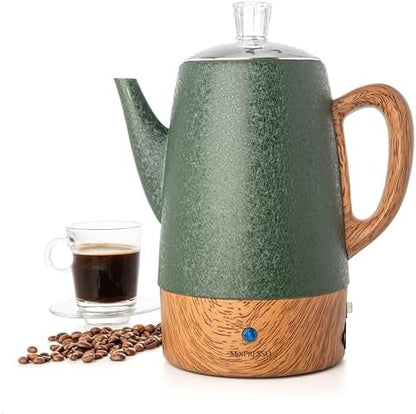 Mixpresso 10 Cup Shiny Green Electric Percolator Coffee Pot Stainless Steel