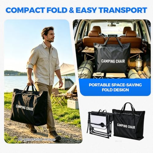 2 Pack Camping Chairs with Side Table & Cup Holder 400 lbs