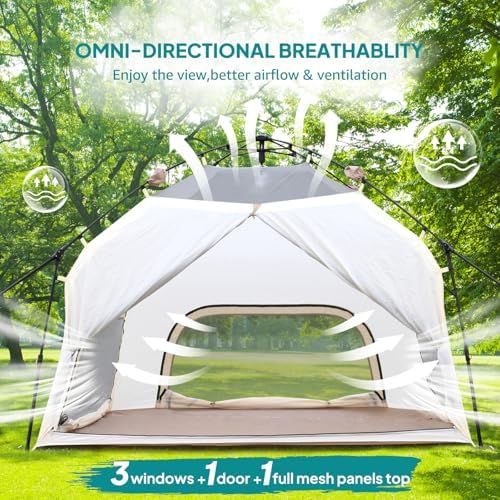 Chihee Camping Tents Pop up Easy Setup 2-Person Instant Tent Outdoor Shelter Stand-up Tent Square Family Cabin with Mesh Windows External Rainfly Carry Bag Portable Spacious Ventilation Beach Travel