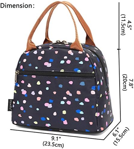 FlowFly Insulated Lunch Cooler Bag - Tote Organizer for Women/Men, Black Flower