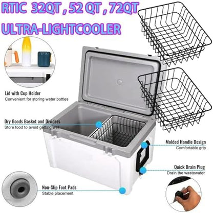 Cooler Basket for RTIC 32QT Ultra-Light Coolers, Stainless Steel Storage Dry-Goods Basket, Keep Smaller Items Dry, Compatible with Ice, Dividers, Locks and Other Accessories.