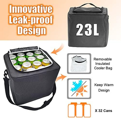 Large Trunk Organizer with Cooler, 3 Compartments SUV Cargo Organizer, Portable Trunk Organizer for suv,car,truck,rv,jeep(black)