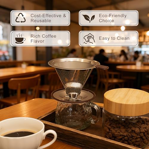 Pour Over Coffee Maker, Reusable Stainless Steel Filter