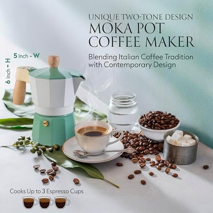Mixpresso 3 Cup Moka Pot Stovetop Espresso Maker, Italian Cuban Coffee Pot