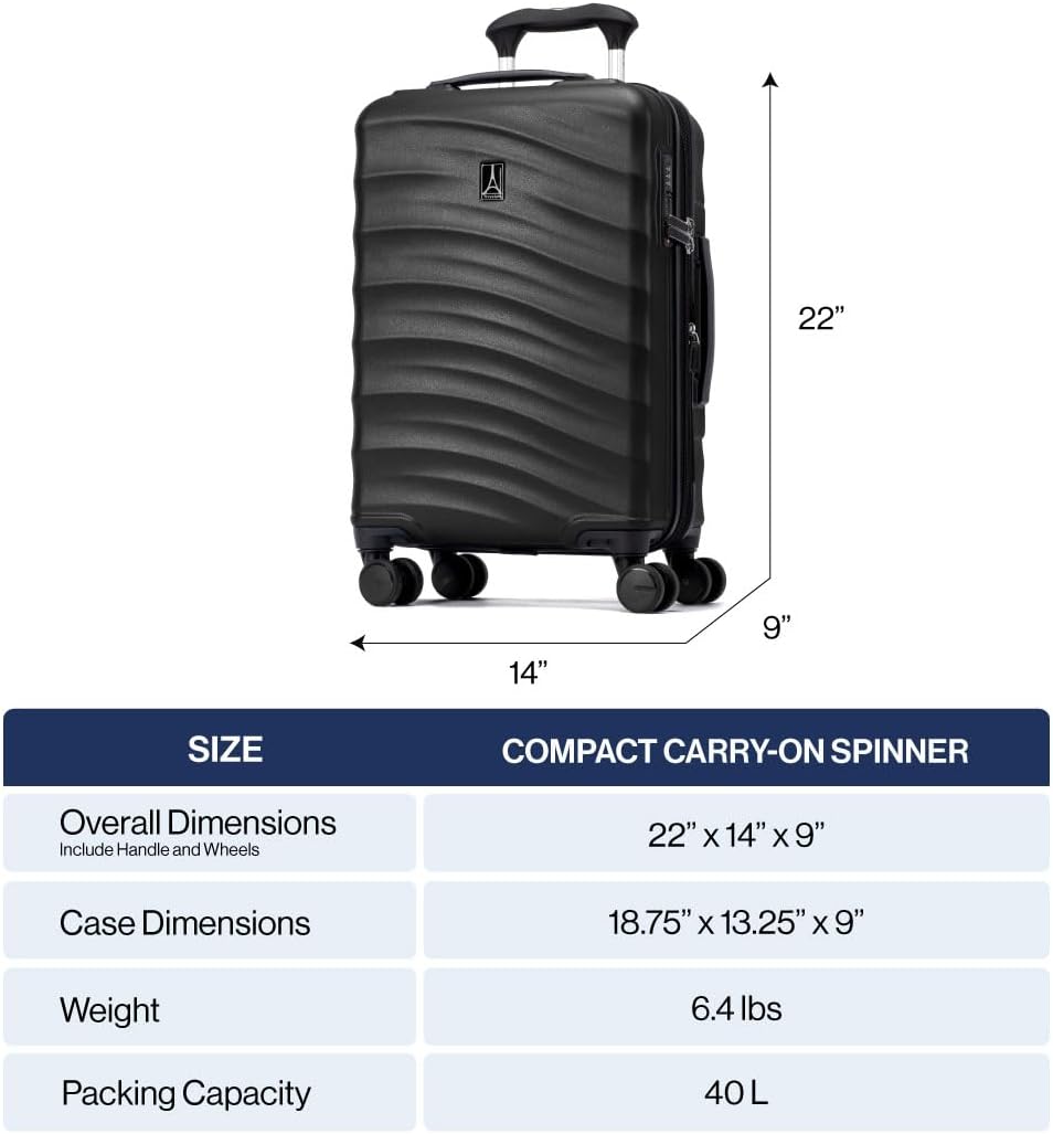 Travelpro Maxlite Air V2 Hardside Expandable Carry on Luggage, 8 Spinner Wheels, Lightweight Hard Shell Suitcase, TSA lock, Slate Green, Compact Carry On 20-Inch