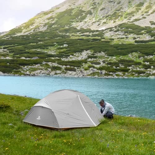 Bessport Camping Tent for 2-3 Person, Lightweight Backpacking Tent Waterproof Windproof Two Doors Easy Setup Double Layer Outdoor Tents for 3 to 4 Seasons, Suitable for Outdoor,Hiking,Camping