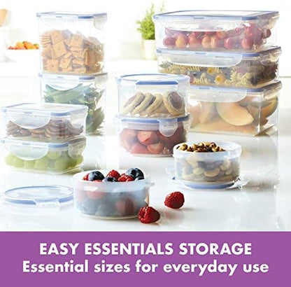 LocknLock Easy Essentials Food Storage lids/Airtight containers, BPA Free, 22 Piece, Clear