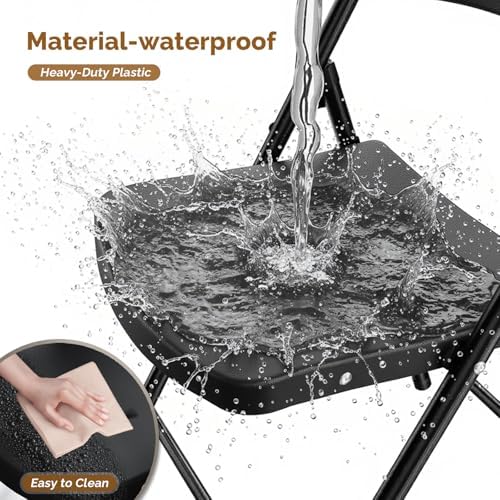 Bonnlo 2-Pack Black Plastic Folding Chairs, Portable Seat with Sturdy Steel Frame for Indoor & Outdoor Use, Perfect for Banquet, Party, Wedding, Office, and Camping