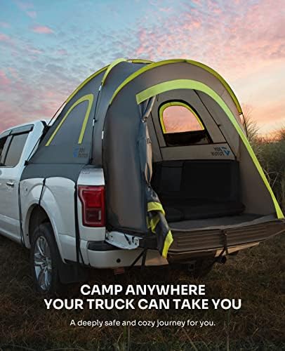 JOYTUTUS Pickup Truck Tent 2.0, Waterproof PU2000mm Double Layer for 2 Person, Portable Truck Bed Tent with Rainfly, 5.5'-5.8' Camping Preferred - Green