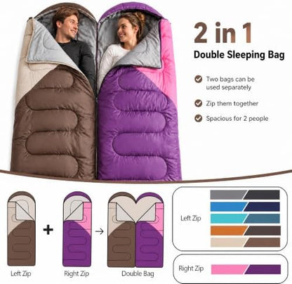 Lightweight Sleeping Bags for Adults & Kids, Backpacking & Scouts, Compact