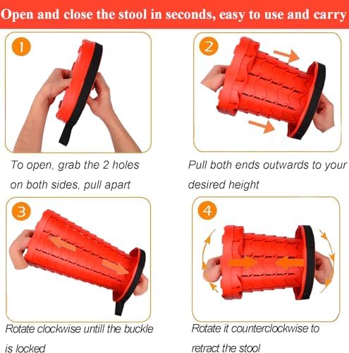 Fishboy Upgraded Collapsible Stool, 400lbs Max Weight, Lightweight But Sturdy, Portable Retractable Folding Telescoping Foldable Camping Stool for Adults Outdoor Fishing Hiking BBQ
