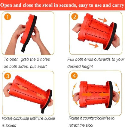 Fishboy Upgraded Collapsible Stool, 400lbs Max Weight, Lightweight But Sturdy, Portable Retractable Folding Telescoping Foldable Camping Stool for Adults Outdoor Fishing Hiking BBQ