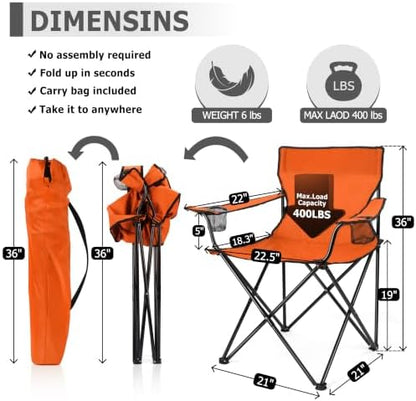 Joyfair Camping Chairs for Lawn & Beach, Large for Adults, Orange