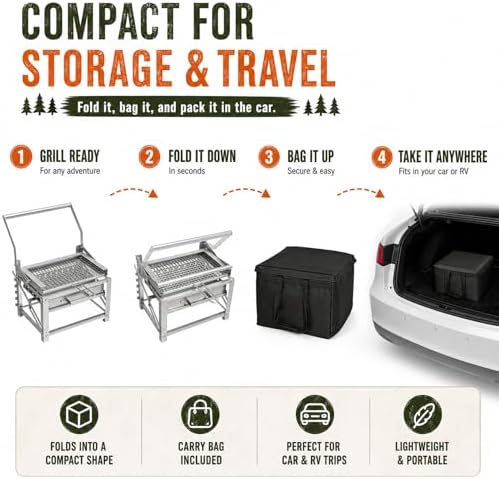 Portable Charcoal Grill, 180° Rotatable Small Charcoal Grill