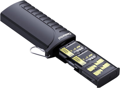 2 in 1 Micro SD Card Reader Case TF Card Holder Carrying Case,Dual Card Reader,Memory Card Organizer Waterproof with OTG,6 TF/4 SD/2 SIM Cards Slots for Computer ipad iPhone/Android Smartphone