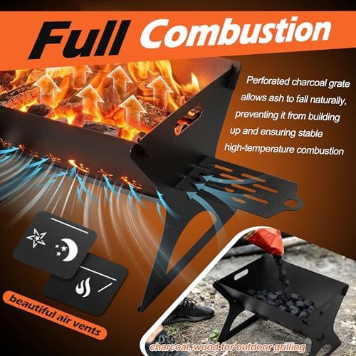 HaSteeL Mini Outdoor Grill, Portable Fire Pit With Grate For Camping