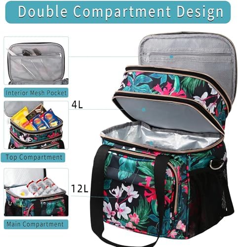 GLENKEY Expandable Lunch Box Women Insulated Soft Leakproof Cooler Bag