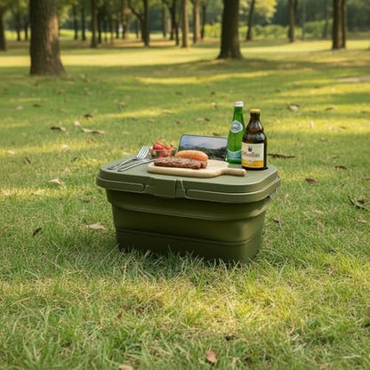Collapsible Picnic Basket with LID,Foldable Food Storage Container for Camping,Fruit Washing,Chilled Drinks,Outdoor Travel and Kitchen Use