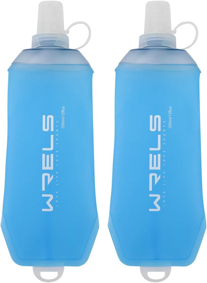 200ml/350ml/500ml Collapsible Soft Flask,BPA Free Folding Soft Water Bottle with Hanging Ring,Lightweight TPU Hydration Flask for Running Marathon Cycling Hiking(350ml-2 Packs)