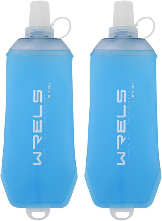 200ml/350ml/500ml Collapsible Soft Flask,BPA Free Folding Soft Water Bottle with Hanging Ring,Lightweight TPU Hydration Flask for Running Marathon Cycling Hiking(350ml-2 Packs)