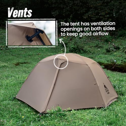 OneTigris COSMITTO 2 Person Backpacking Tent Shelter- Free Standing Lightweight Waterproof 3 Season Camping Tent for Outdoor Hiking Mountaineering