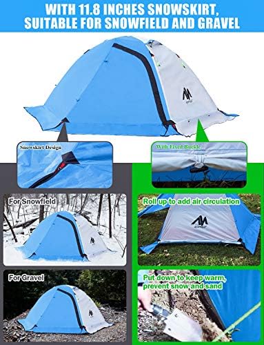 AYAMAYA 4 Season Waterproof 2 Person Backpacking Tent with Aluminum Poles