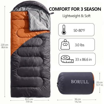 Lightweight Sleeping Bags for Adults & Kids, Backpacking & Scouts, Compact