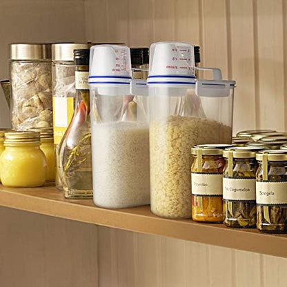 TBMax Rice Cereal Container Oatmeal Dispenser - 2 Pack Rice Storage Container with Measuring Cup + Easy Pouring Spout, Perfect for Flour Sugar Grain Nuts Kitchen Pantry Storage Organization