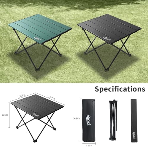 JOUYEK Small Camping Table Ultralight Aluminum Folding Portable Table Black