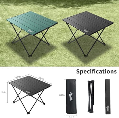 JOUYEK Small Camping Table Ultralight Aluminum Folding Portable Table Black