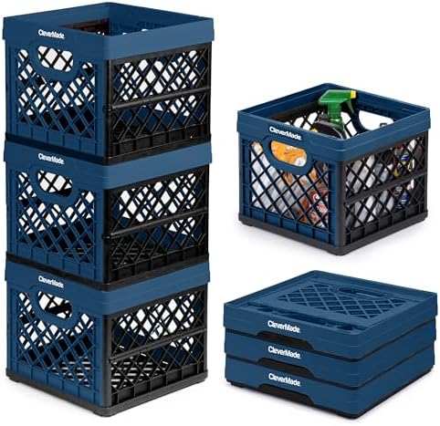 CleverMade Collapsible Milk Crate (EcoCrate) - 25L - Ocean (3PK)
